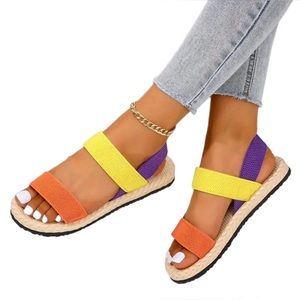 Color block slip-on sandals